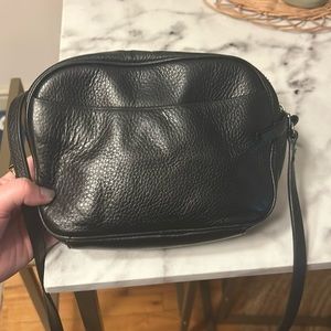 Steven Alan Black Leather Crossbody with Silver Hardware